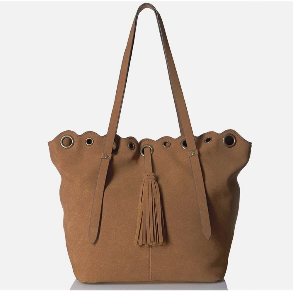 NWT T-Shirt & Jeans Tote with Grommets and Tassel Vegan Suede Shoulder Bag NEW
